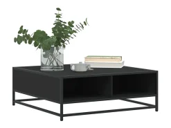 Mesa de centro madera de ingeniería y metal negro 80x80x30 cm