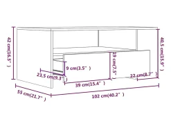 Mesa de centro madera de ingeniería negra 102x55x42 cm