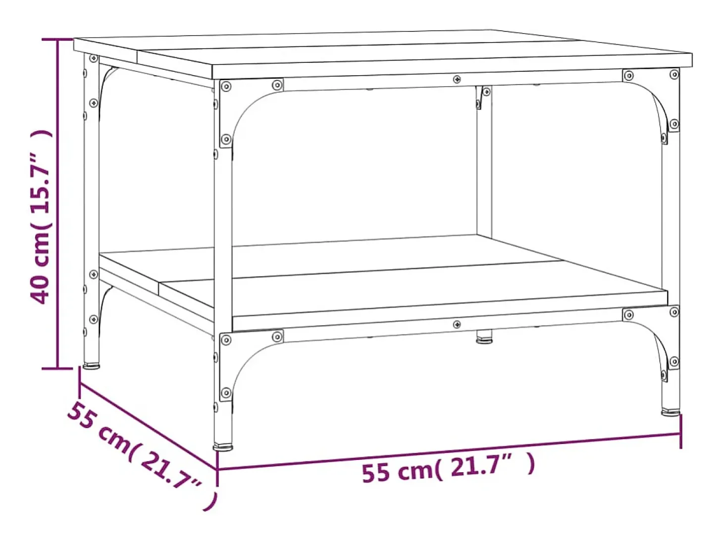Mesa de centro madera de ingeniería roble ahumado 55x55x40 cm