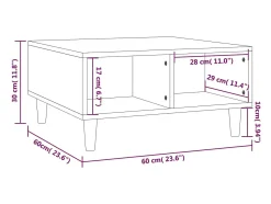 Mesa de centro madera de ingeniería gris Sonoma 60x60x30 cm