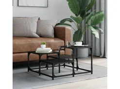 Mesa de centro madera de ingeniería negro 68x68x40 cm