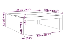 Mesa de centro madera de ingeniería envejecida 100x100x35 cm