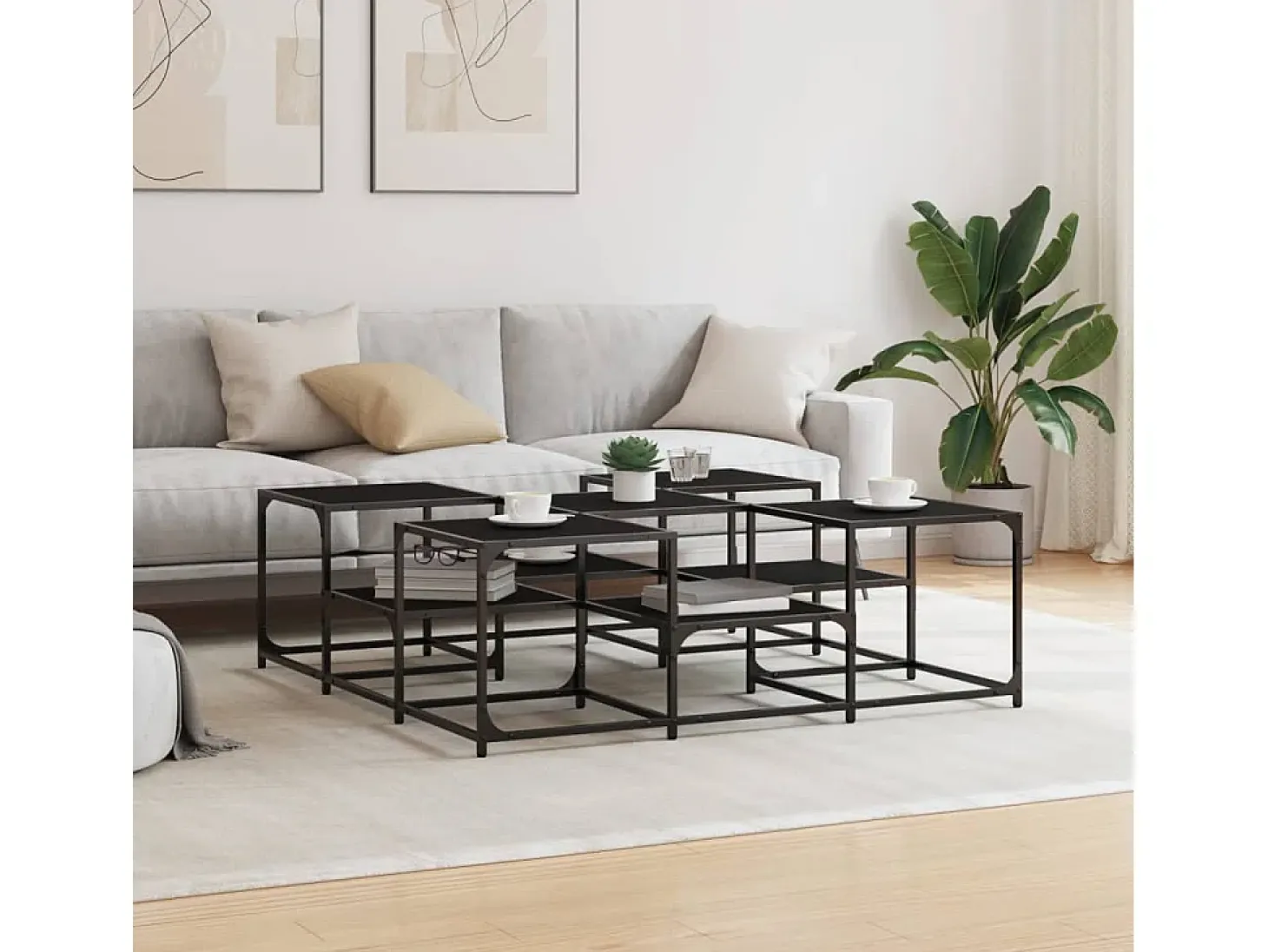 Mesa de centro madera de ingeniería negro 121x121x40 cm