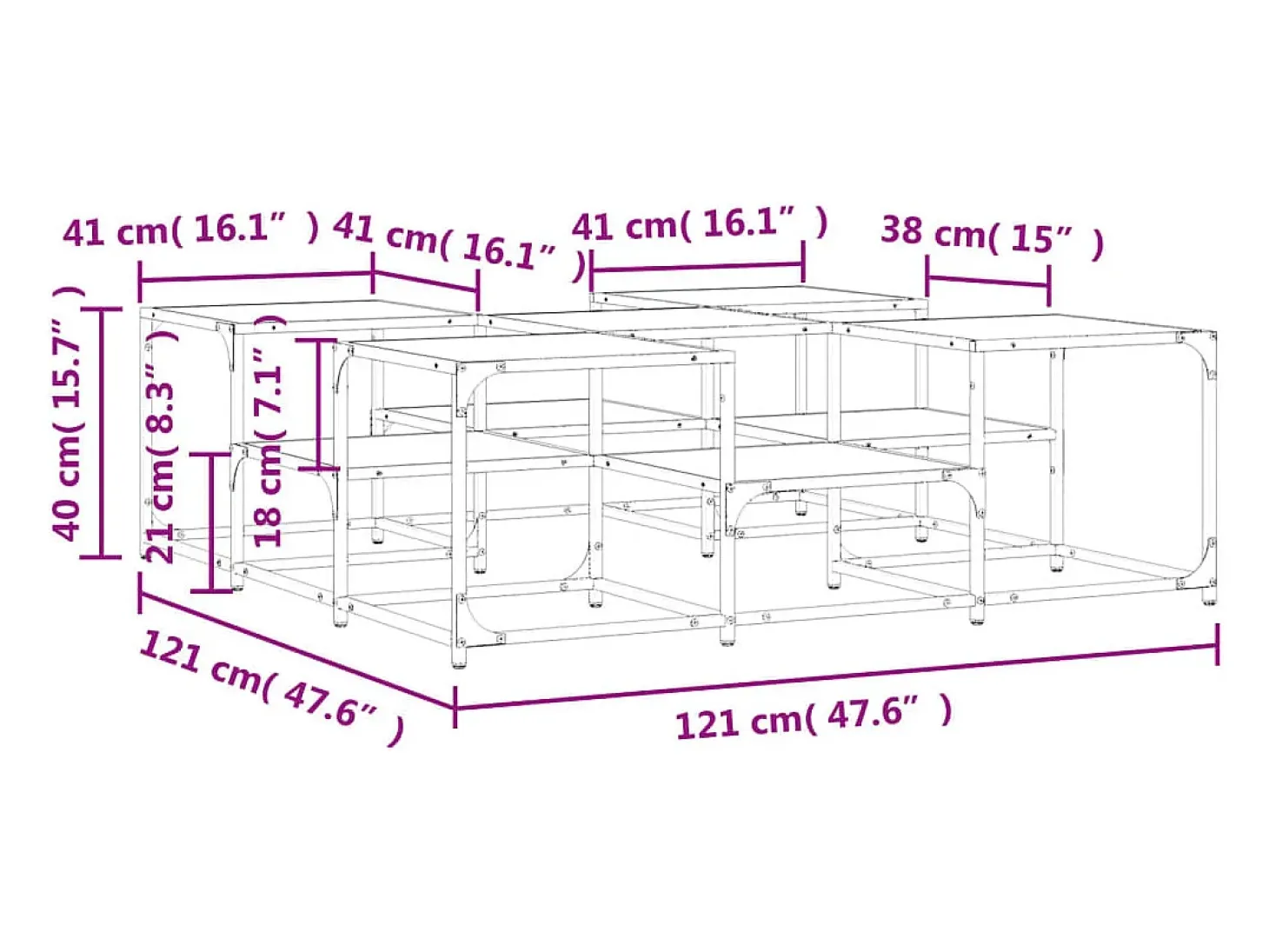 Mesa de centro madera de ingeniería negro 121x121x40 cm