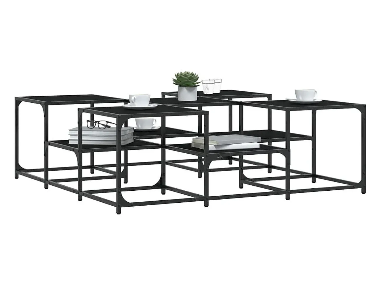 Mesa de centro madera de ingeniería negro 121x121x40 cm
