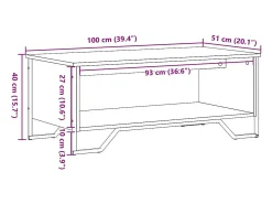 Mesa de centro madera de ingeniería gris Sonoma 100x51x40 cm