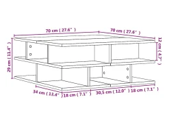 Mesa de centro madera de ingeniería negro 70x70x29 cm