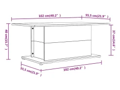 Mesa de centro madera ingeniería blanco brillo 102x55,5x40 cm