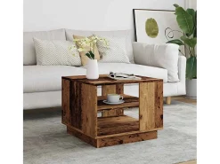 Mesa de centro madera ingeniería madera envejecida 55x55x42 cm