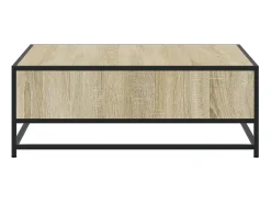 Mesa de centro madera ingeniería metal roble Sonoma 80x80x30 cm