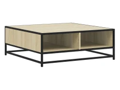 Mesa de centro madera ingeniería metal roble Sonoma 80x80x30 cm
