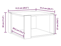Mesa de centro madera ingeniería marrón roble 51,5x51,5x30 cm