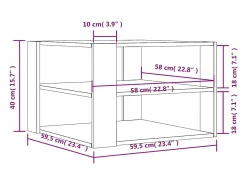 Mesa de centro madera ingeniería roble marrón 59,5x59,5x40 cm