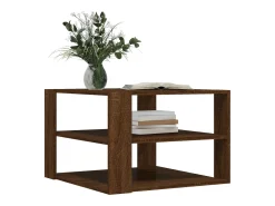 Mesa de centro madera ingeniería roble marrón 59,5x59,5x40 cm