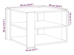 Mesa de centro madera ingeniería roble artesanal 58x58x40 cm