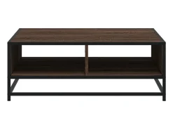 Mesa de centro madera ingeniería metal marrón roble 80x80x30 cm
