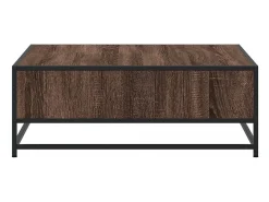Mesa de centro madera ingeniería metal marrón roble 80x80x30 cm
