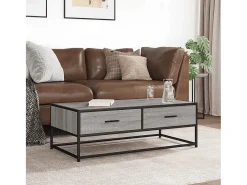 Mesa de centro madera ingeniería metal gris Sonoma 100x50x35 cm