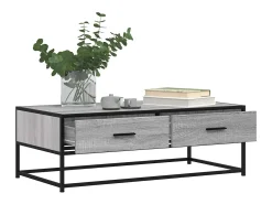 Mesa de centro madera ingeniería metal gris Sonoma 100x50x35 cm
