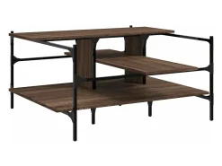Mesa de centro madera ingeniería roble marrón 100x100x48,5 cm