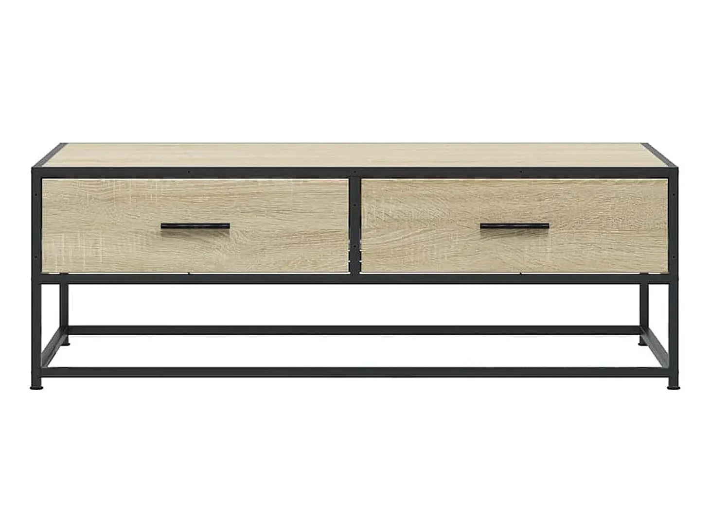 Mesa de centro madera ingeniería metal roble Sonoma 100x50x35cm