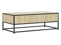 Mesa de centro madera ingeniería metal roble Sonoma 100x50x35cm