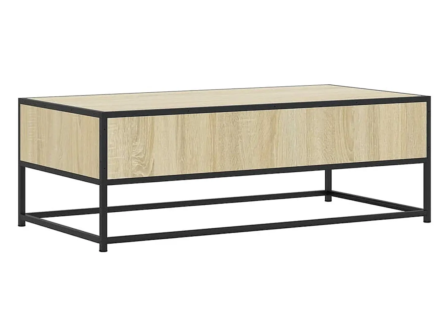 Mesa de centro madera ingeniería metal roble Sonoma 100x50x35cm