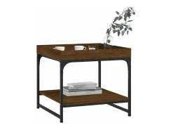 Mesa de centro madera ingeniería roble marrón 49,5x49,5x45 cm