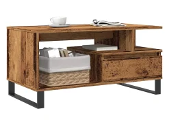 Mesa de centro madera ingeniería madera envejecida 90x49x45 cm