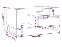 Mesa de centro madera ingeniería madera envejecida 90x49x45 cm