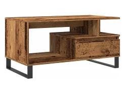 Mesa de centro madera ingeniería madera envejecida 90x49x45 cm