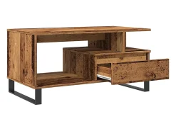 Mesa de centro madera ingeniería madera envejecida 90x49x45 cm
