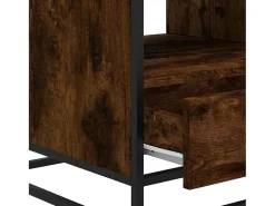 Mesa de centro madera ingeniería metal roble humo 100x50x45 cm