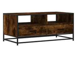 Mesa de centro madera ingeniería metal roble humo 100x50x45 cm