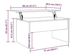 Mesa de centro madera ingeniería roble artisan 80x50,5x41,5 cm