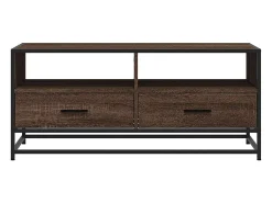 Mesa de centro madera ingeniería metal roble marrón 100x50x45cm