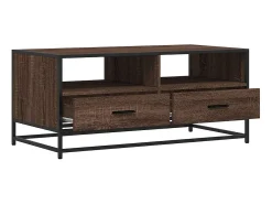 Mesa de centro madera ingeniería metal roble marrón 100x50x45cm