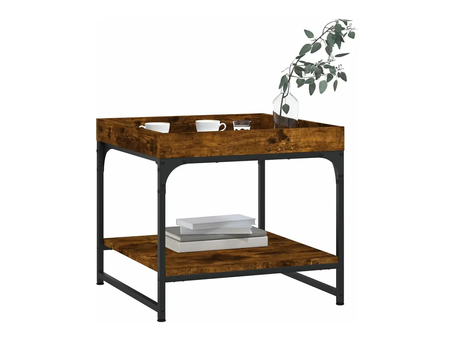Mesa de centro madera ingeniería roble ahumado 49,5x49,5x45 cm