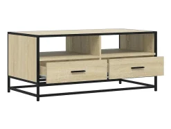 Mesa de centro madera ingeniería metal roble Sonoma 100x50x45cm