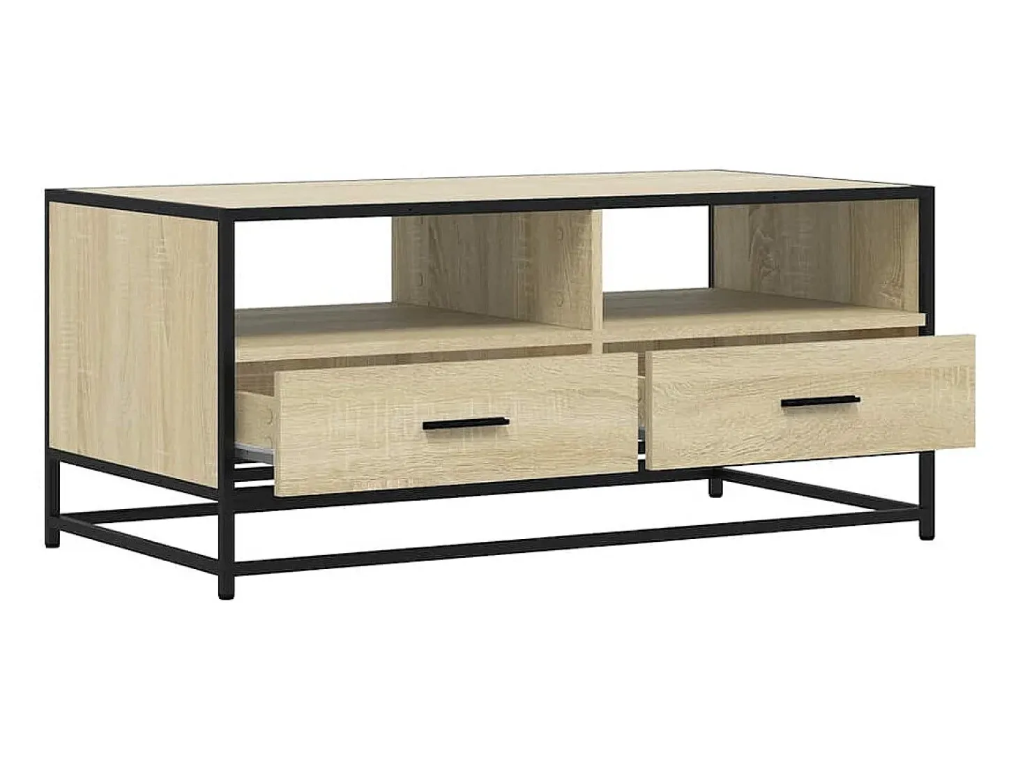 Mesa de centro madera ingeniería metal roble Sonoma 100x50x45cm