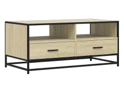 Mesa de centro madera ingeniería metal roble Sonoma 100x50x45cm