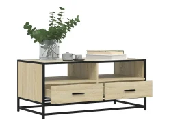 Mesa de centro madera ingeniería metal roble Sonoma 100x50x45cm