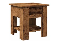 Mesa de centro madera ingeniería madera envejecida 40x40x42 cm