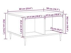 Mesa de centro madera ingeniería madera envejecida 60x50x36,5cm