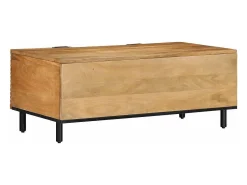 Mesa de centro madera maciza de mango negra 100x54x40 cm marrón