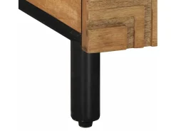 Mesa de centro madera maciza de mango negra 100x54x40 cm marrón