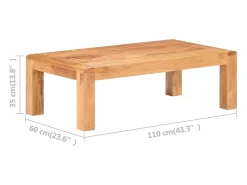 Mesa de centro madera maciza acacia acabado miel 110x60x35 cm