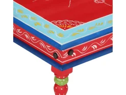 Mesa de centro madera maciza de mango rojo pintada a mano
