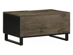 Mesa de centro madera maciza de mango negra 80x50x40 cm