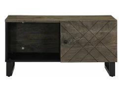 Mesa de centro madera maciza de mango negra 80x50x40 cm